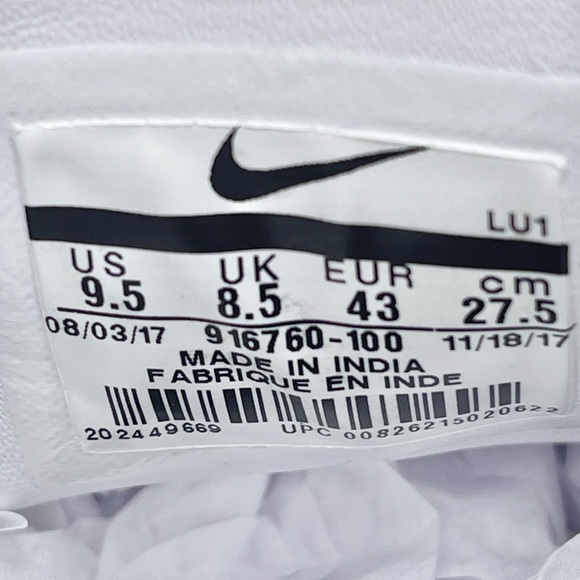 Nike Court Borough Low SE White Black Leather Trainer 916760-100 Men’s size 9.5 - Picture 12 of 12